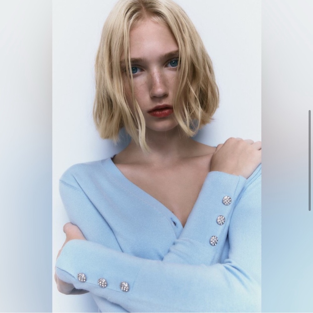 Zara V-Neck Cardigan with Embellished buttons - Picture 3 of 6